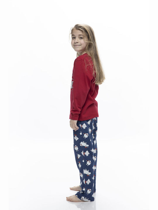 Galaxy Set Top & Bottom Kids Winter Cotton Pyjamas Red