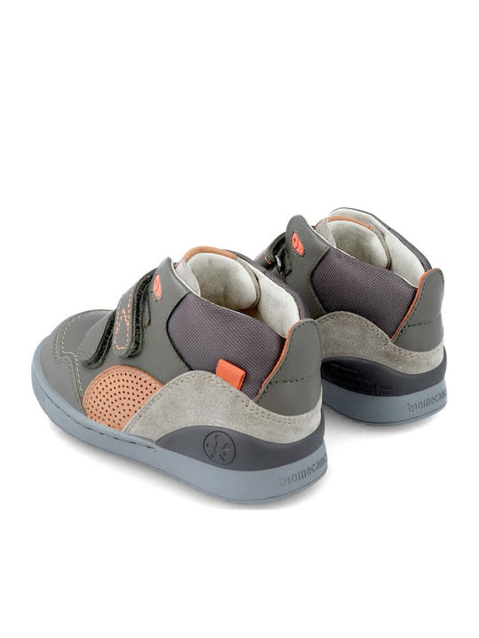 Anatomical Suede Kids Boots with Velcro Khaki
