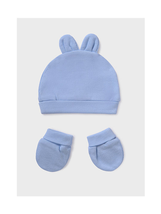 Mayoral Kids Beanie Set with Gloves Knitted Light Blue for Newborn