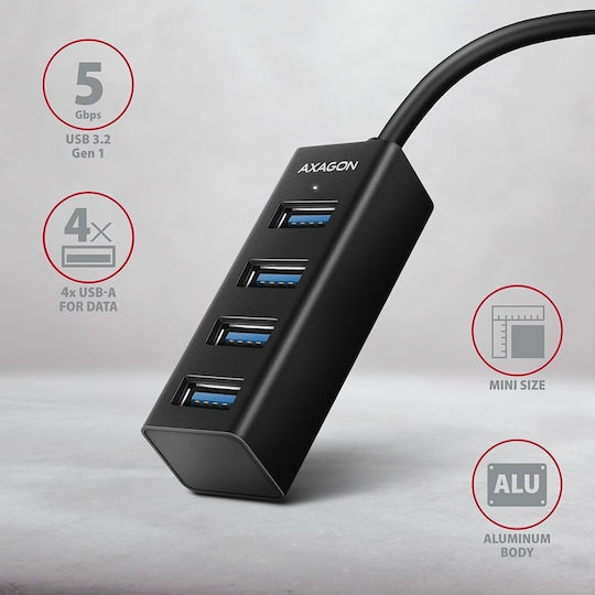Axagon USB Хъб 4 Порта USB 3.2 с Връзка USB-A
