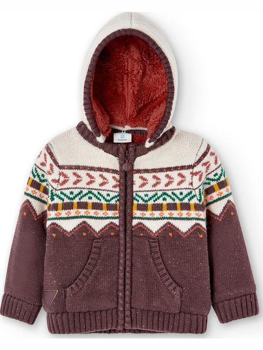 Kids Cardigan Knitted with Hood Beige