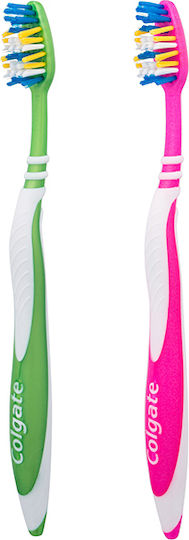 Colgate Zig Zag Οδοντόβουρτσα Medium Ροζ-Πράσινο 2τμχ