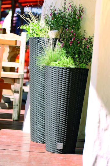 Prosperplast Rato Tubus DRTUS250 Übertopf Rattan Weiß mit Gestell 25x25x47.6εκ.