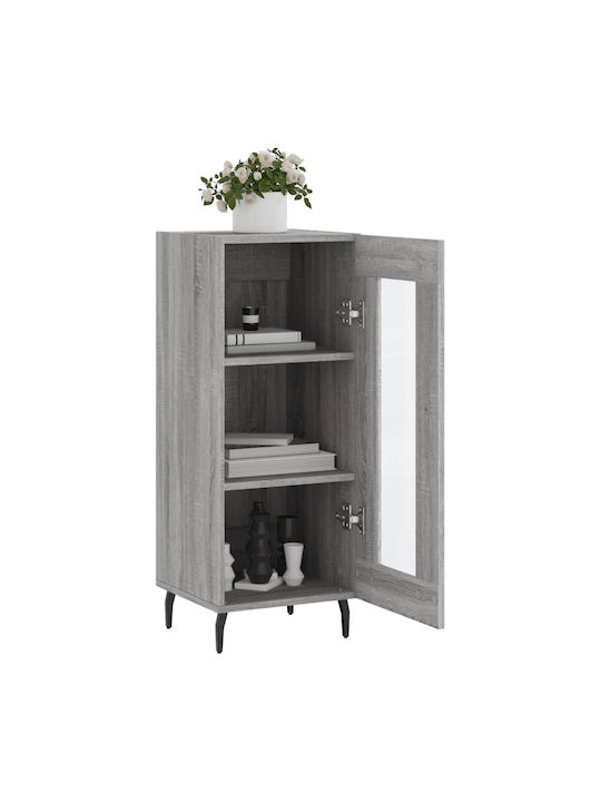 Wohnzimmer Vitrine aus Spanplatte mit Verglasung in Grau 34.5x34x90cm