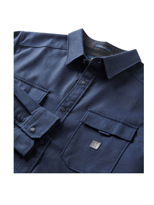 Roark Revival Herrenhemd Langärmelig Flanell Marineblau