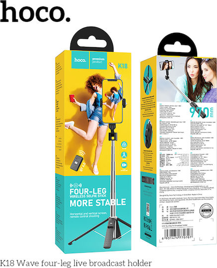 Hoco Selfie Stick with Bluetooth K18 Black