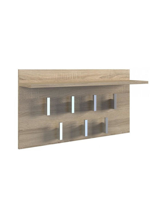 Topeshop Wooden Wall Hanger 7 Hooks Beige 70x20x18cm