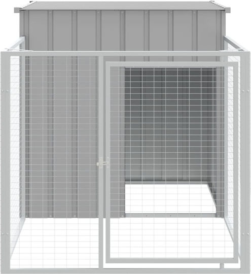 vidaXL Къщичка за Куче Голяма Металик За Външно Ползване Сив 110x200x110см