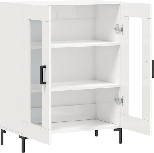 Hängende Wohnzimmer Vitrine aus Spanplatte Weiß mit Glas 69,5 x 34 x 90 cm