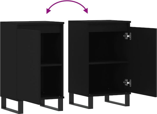 Living Room Cabinet Made of Wood and Metal Black 40x35x70cm