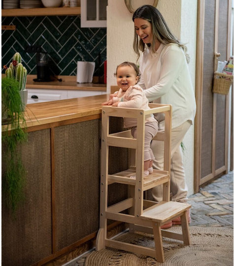 Learning Tower made of Wood Beige HomeMarkt