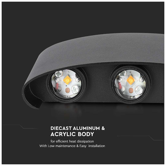 V-TAC Spot de exterior montat pe perete LED IP65 5W cu Alb Natural Lumină Dublu Fascicul 17x4x8εκ.