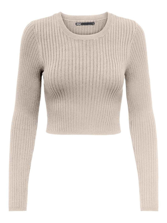 Only Damen Crop Top Langärmelig Gray