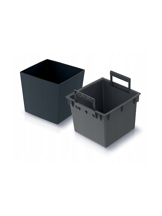 Prosperplast Urbi Square Low DURSL Γλάστρα Πλαστική Ανθρακί 24x24x23.5εκ.