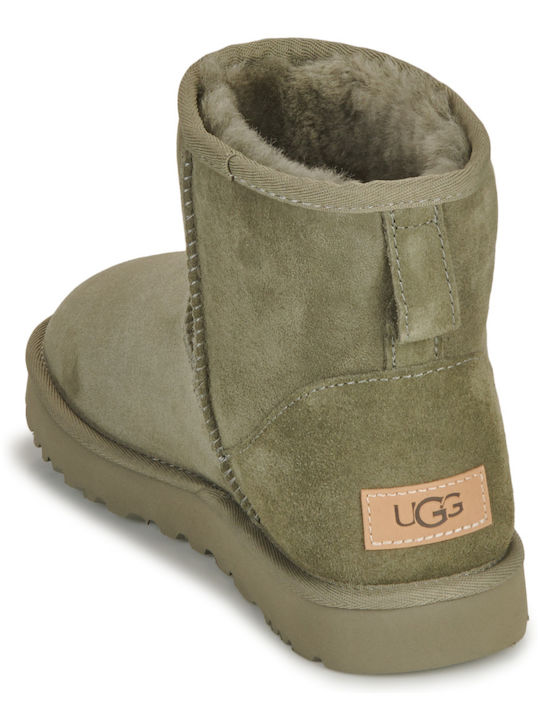 Classic Mini II Leather Women's Ankle Boots Moss Green