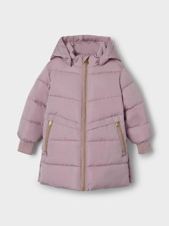 Kinder Freizeitjacke Lang mit Kapuze Rosa