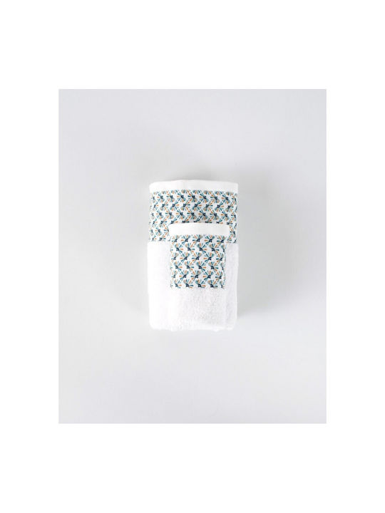 Linea Interiors Set Babyhandtücher 2 Stück White / Aqua Gewicht 500gr/m²