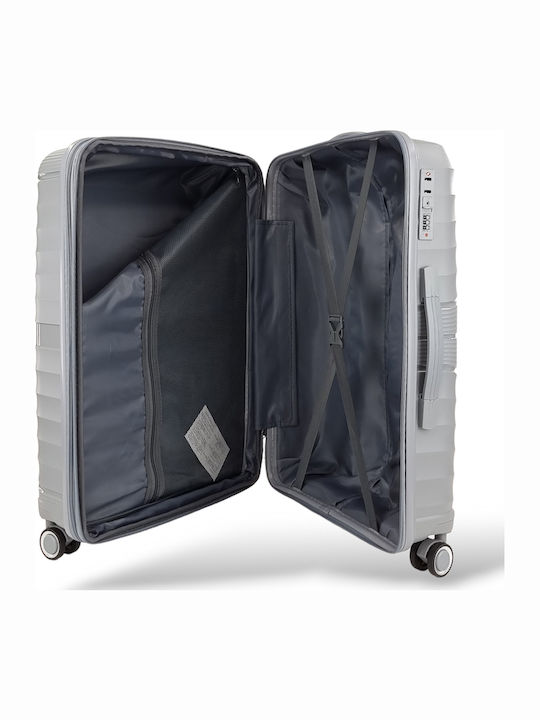 Playbags Großer Hartreisekoffer Grau mit 4 Rädern Höhe 75cm
