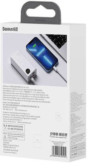 Baseus Adaman2 Power Bank 10000mAh 30W με 2 Θύρες USB-A και Θύρα USB-C Power Delivery Λευκό