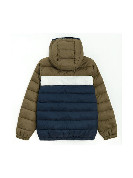 Παιδικό Casual Μπουφάν Κοντό με Κουκούλα Χακί