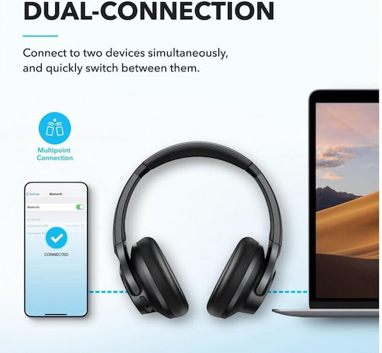 Soundcore by Anker Q20i Wireless / Wired Over Ear Headphones with 40 hours of Operation and Quick Charge Black