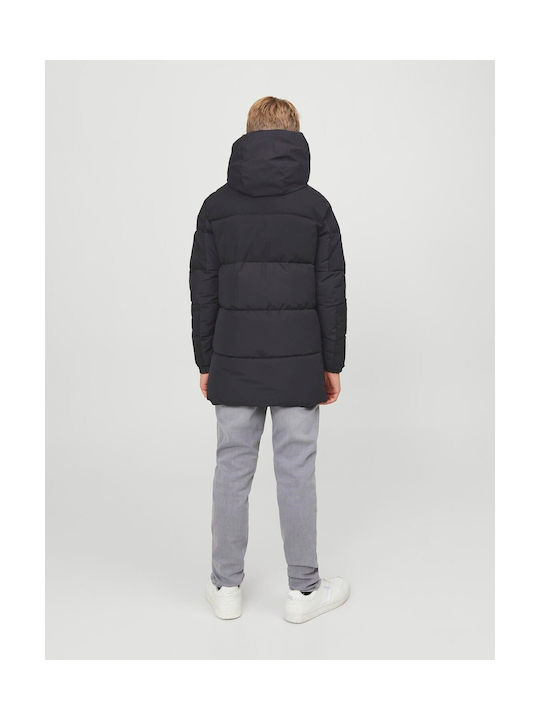 Jack & Jones Boys Quilted Coat Black with Ηood