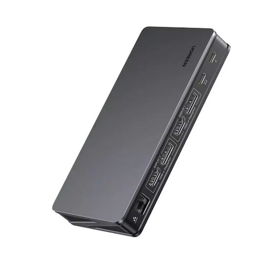 Ugreen CM615 USB-C Docking Station με HDMI/DisplayPort 4K PD Ethernet και σύνδεση 2 Οθονών Μαύρο