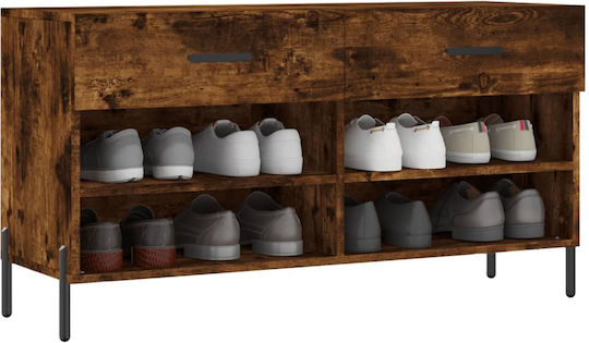 Holz Schuhschrank mit 4 Regalen Gelb L102xW35xH55cm