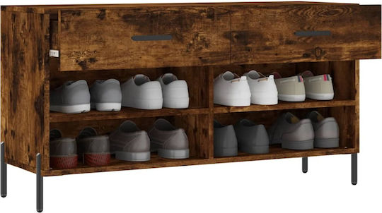 Holz Schuhschrank mit 4 Regalen Gelb L102xW35xH55cm