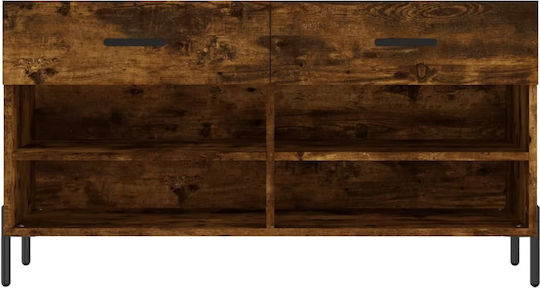Holz Schuhschrank mit 4 Regalen Gelb L102xW35xH55cm