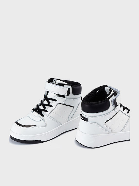 Παιδικά Sneakers High με Σκρατς Λευκά