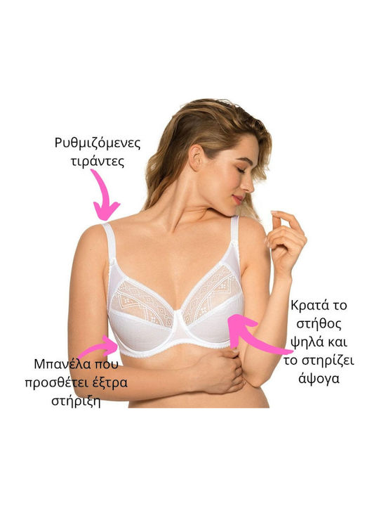 Λευκό Σουτιέν χωρίς Ενίσχυση με Μπανέλες