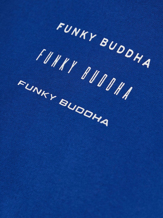 Funky Buddha Μακρύ Γυναικείο Φούτερ με Κουκούλα Μπλε