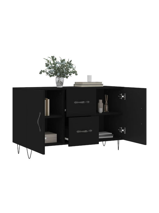 Wooden Buffet with Drawers Black L100xW36xH60cm
