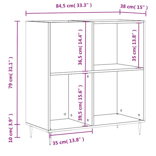 vidaXL Mobilier Hi-Fi Alb 38x84.5x89cm