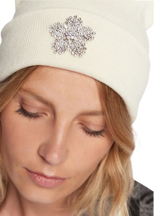 Beanie Unisex Σκούφος Πλεκτός σε Λευκό χρώμα