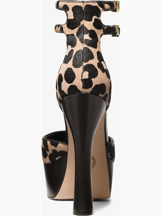 Martina Δερμάτινες Γόβες με Ψηλό Τακούνι Animal Print Μαύρες