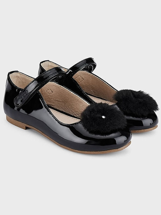 Mayoral Kids Patent Leather Ballerinas with Hoop & Loop Closure Black