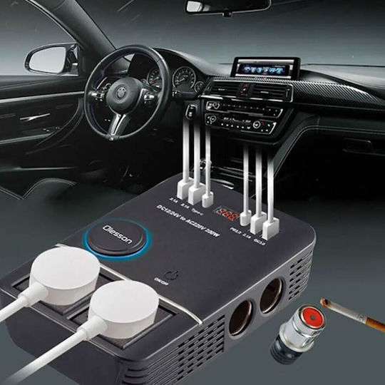 Car Inverter 200W to Converter 12V DC in 220V AC with 4xUSB