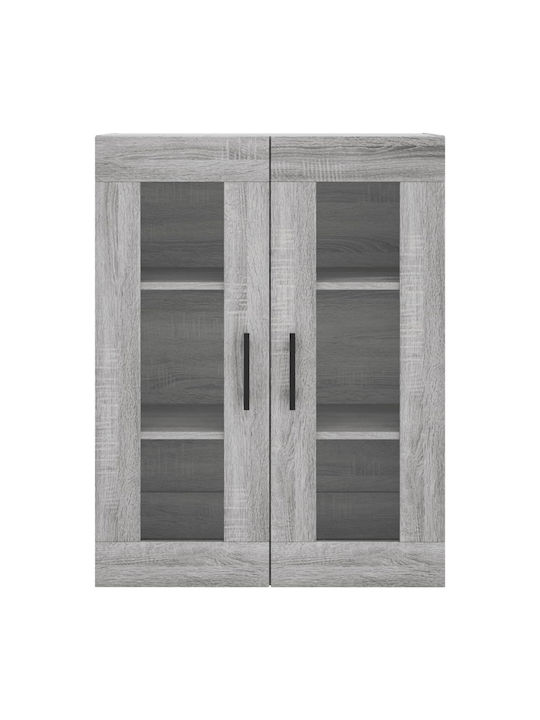 Wand Wohnzimmer Vitrine aus Spanplatte mit Glas Gray 69.5x34x90cm