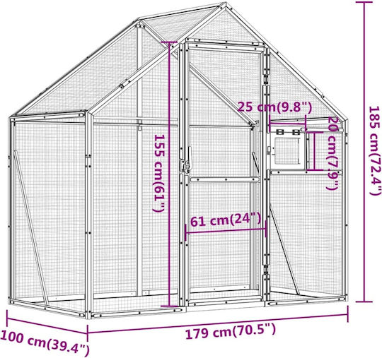 vidaXL Клетка за Птици 179x100x185см. Сив