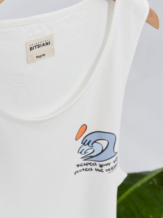 Protect The Ocean Γυναικεία Καλοκαιρινή Μπλούζα Βαμβακερή Αμάνικη Λευκή