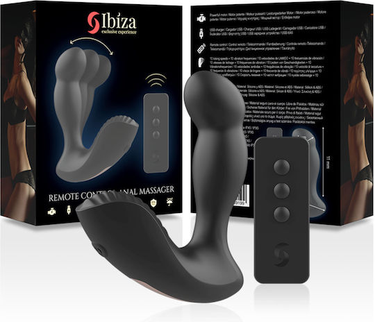 Ibiza Massager Mini Δονητής Μασάζ με Απομακρυσμένο Έλεγχο 11cm Μαύρος