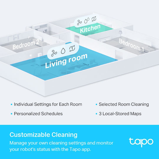 TP-LINK Tapo RV30 Aspirator Robot pentru Aspirare & Spălare cu Cartografiere și Wi-Fi Albă