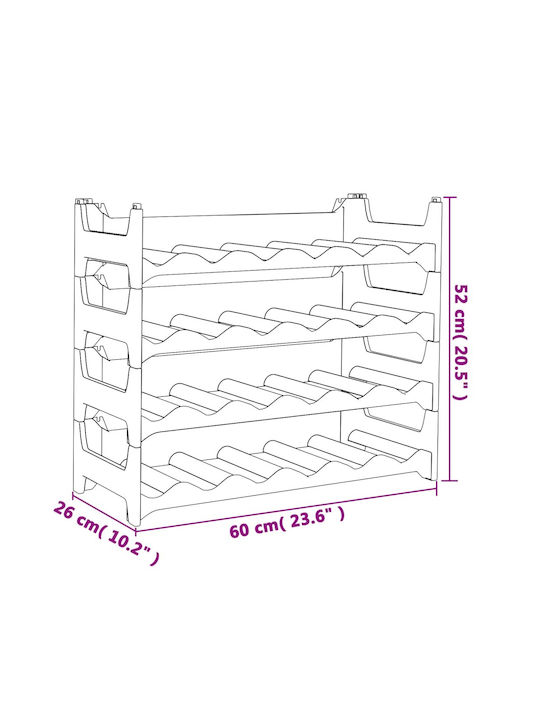 vidaXL Freistehend Flaschenhalter Hölzernes für 24 Flaschen Gray 60x26x52εκ.