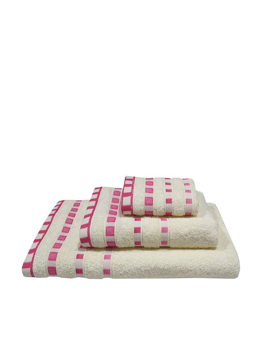 Le Blanc Bath Towel Pennié Jacquard Polka Dot 70x140cm. Krem-Korali Weight 450gr/m²