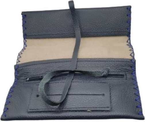 Tabaktasche aus Künstliches Leder Blau Handgefertigt mit Kordel
