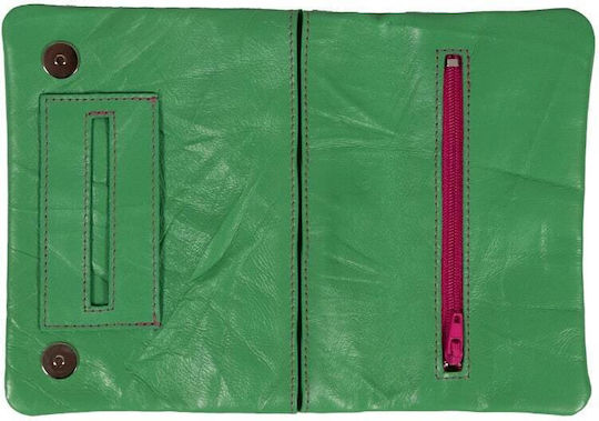 Mestango Leather Tobacco Pouch With Magnetic Clasp 15.5x8cm Green