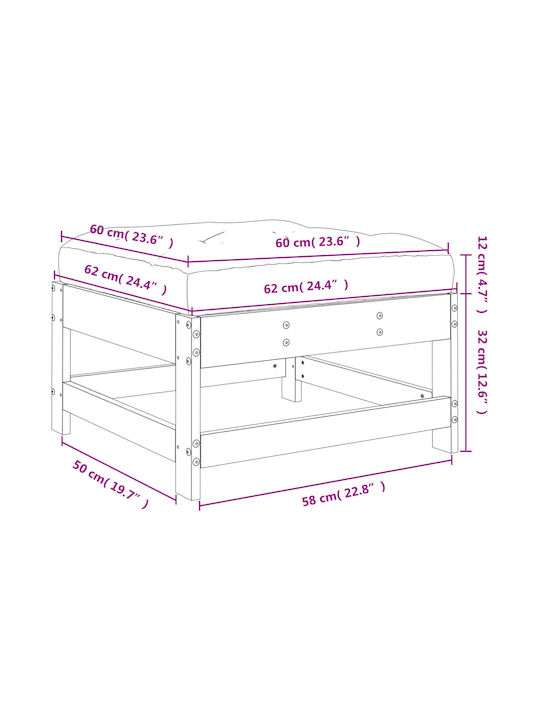 Hölzernes Gartenhocker Würfel Außeneinsatz mit Kissen Weiß 62x62x32cm