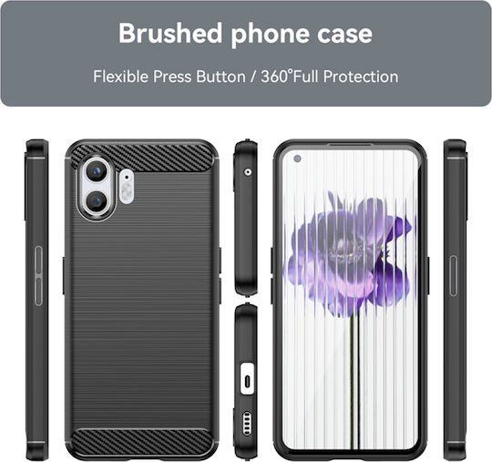 Techsuit Carbon Umschlag Rückseite Silikon Schwarz (Nothing Phone 2)